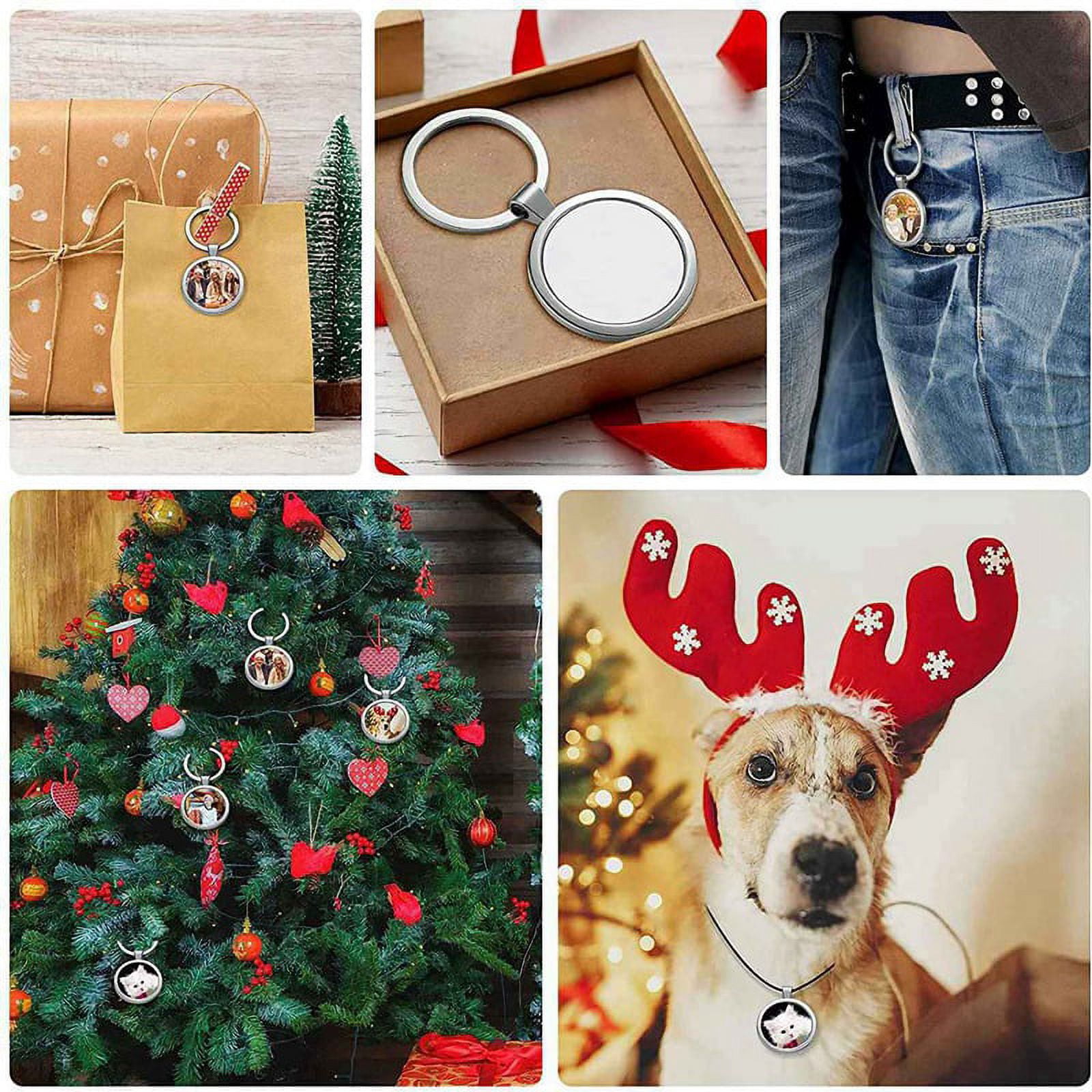 24 Pcs Sublimation Blank Keychain Round Heat Transfer Keychain Metal Board Key Rings Thick Sublimation Photo Keychain