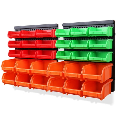 SWANLAKE 30PCS Wall Mounted Storage Bins, Plastic Garage Rack,Screw Storage,Tool Organizers. C27