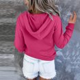 thumbnail image 5 of Baqcunre Womens Hoodies Women's Solid Color Fashion Casual Button Drawstring Pocket Long Sleeve Hooded Sweatshirt Womens Sweatshirts Womens Fall Tops Pink XL, 5 of 5