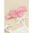 thumbnail image 6 of Bslissey Baby Girls 3Pcs Summer Outfits Solid Color Sleeveless Ruffled Camisole Tops + Elastic Waist Shorts + Headband 6M 12M 18M 24M Infant Toddler Cute Shorts Sets, 6 of 8