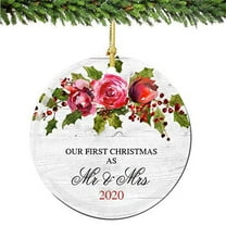 Our 1st Christmas as Mr. and Mrs. Ornament 2023 Holly Porcelain Ornament Newleywed Gift Idea Husband Wife
