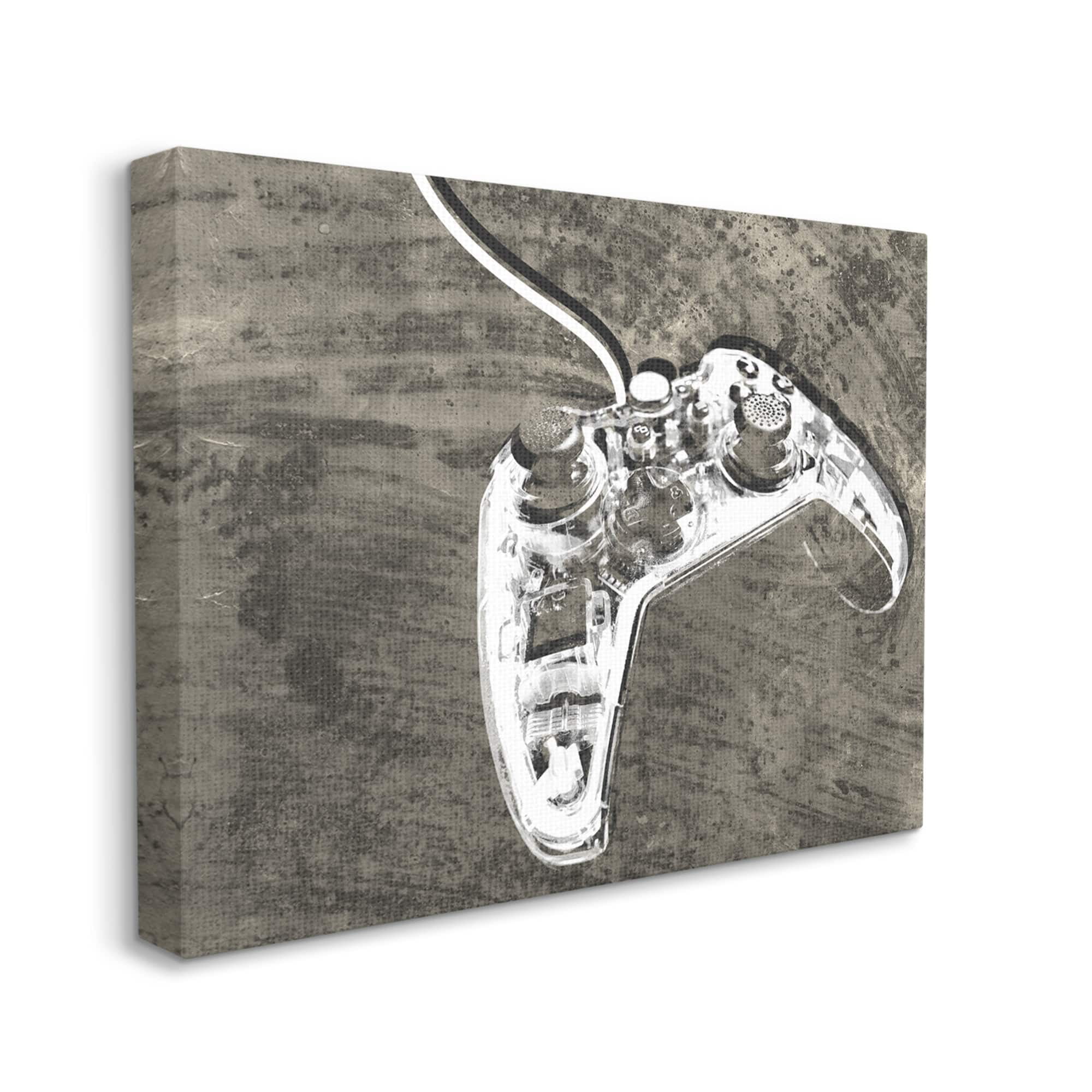 Stupell Industries Video Game Controller Over Rustic Wood Grain Pattern, 20 x 16, Design by Daphne Polselli