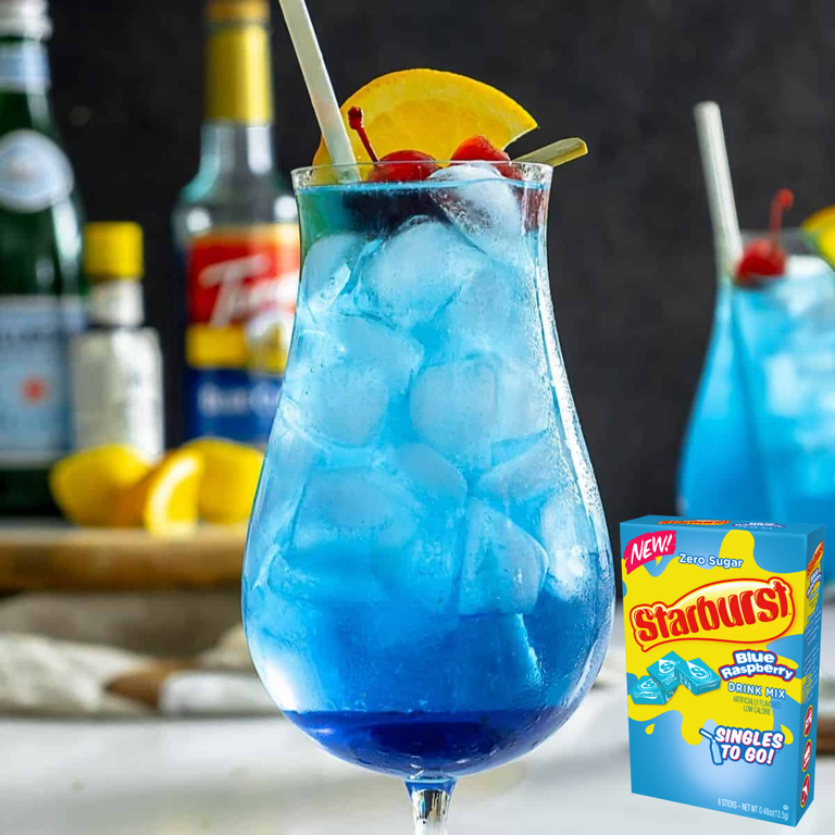 Starburst Blue Raspberry Singles-To-Go Fruity Burst of Sugar-Free