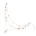 thumbnail image 3 of MasteelfCA Stars Ankle Chains All-Match Fashionable Simple Multilayers Funny Round Beads Foot Chains for Woman (Golden), 3 of 7