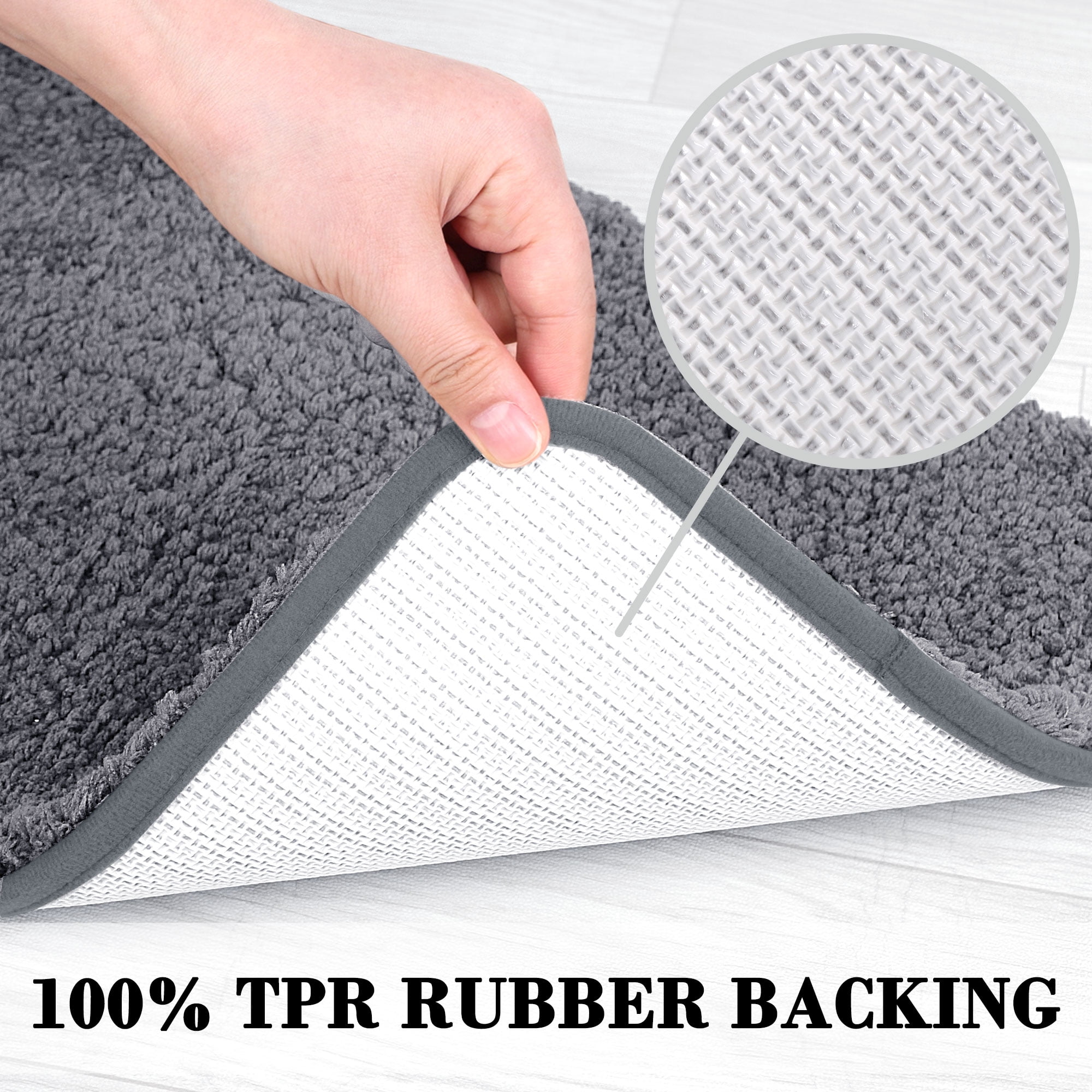 Unique Bargains Bathroom Shaggy Bath Mat Fluffy Non-slip Door Floor Rug Dark Gray 16" x 24"