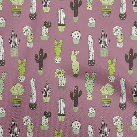 oneOone Polyester Spandex Light Pink Fabric Cactus Diy Clothing Quilting Fabric Print Fabric By Yard 56 Inch Wide-0I