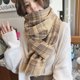 thumbnail image 4 of Bufandas suaves y cálidas de invierno para mujer, bufandas grandes con tacto de cachemira, ponchos clásicos a cuadros de color camello, chales largos de rejilla, 4 of 5