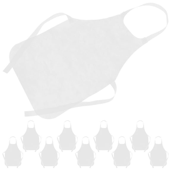 Luxshiny 10Pcs Multi Function White Aprons for Toddlers Waterproof Durable for Art Baking and Crafts