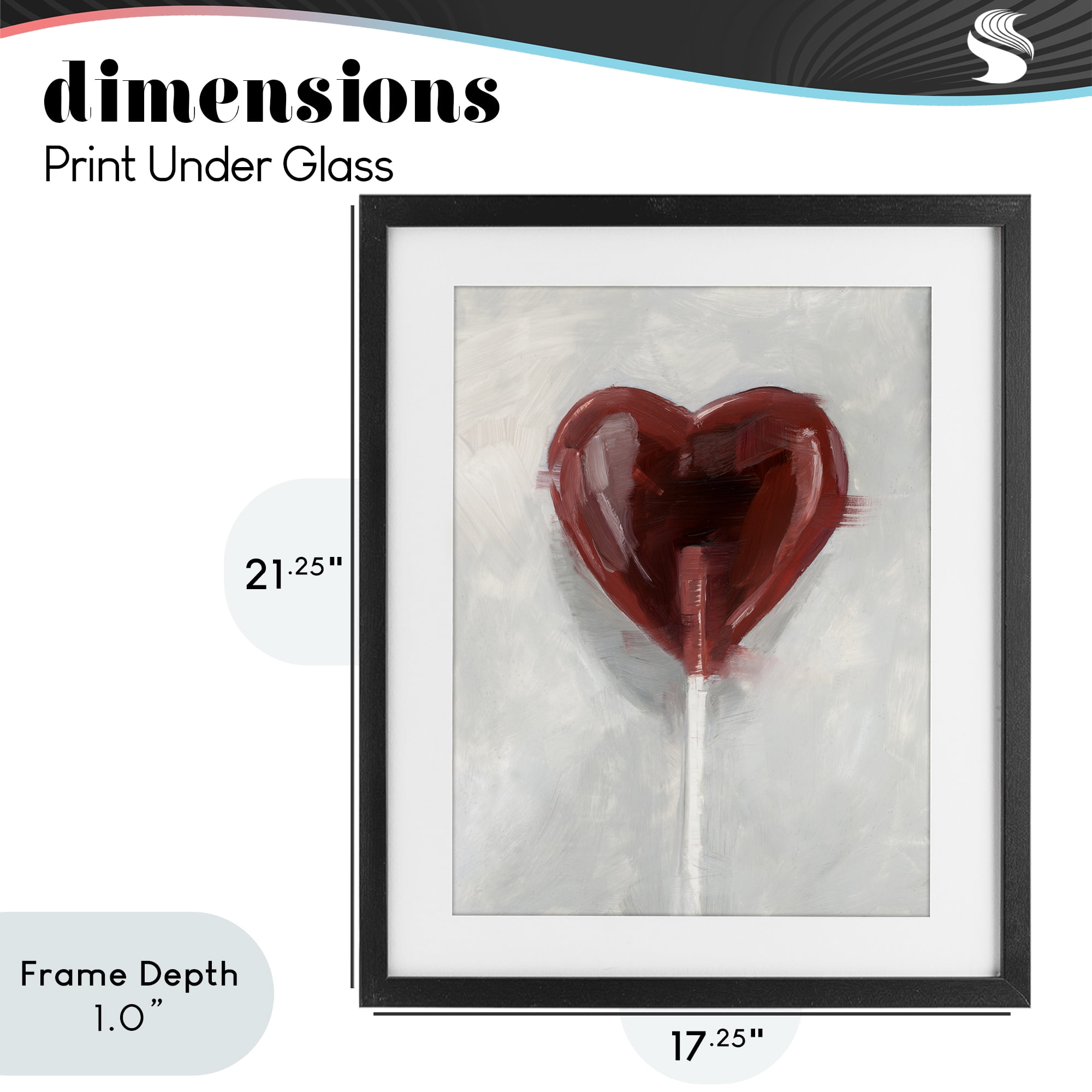 Stupell Industries Heart Shaped Lollipop Black Framed Print Under Glass, design by Ethan Harper
