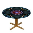 thumbnail image 3 of JEUXUS  Round Tablecloth Polyester Outdoor use Artistic Style Pattern Wipable Polyester Cloth Spring Summer Party Table Cover Abstract Blue Purple Yellow Red, 3 of 7