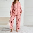 thumbnail image 6 of Womens Plus Size Heart Print Pajama Set Long Sleeve Long Pants Two Piece Sleepwear, 6 of 7