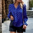 thumbnail image 3 of Blusa con escote en V para mujer, blusa informal de manga larga abullonada para mujer, blusa con escote en V y manga larga, rendimiento finamente ajustado, 3 of 9