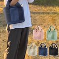 thumbnail image 2 of Women‘s Canvas Tote Bag Canvas Handbag with Multi Inner Pockets Zipper Closure with a Pendant Solid Color, 2 of 5
