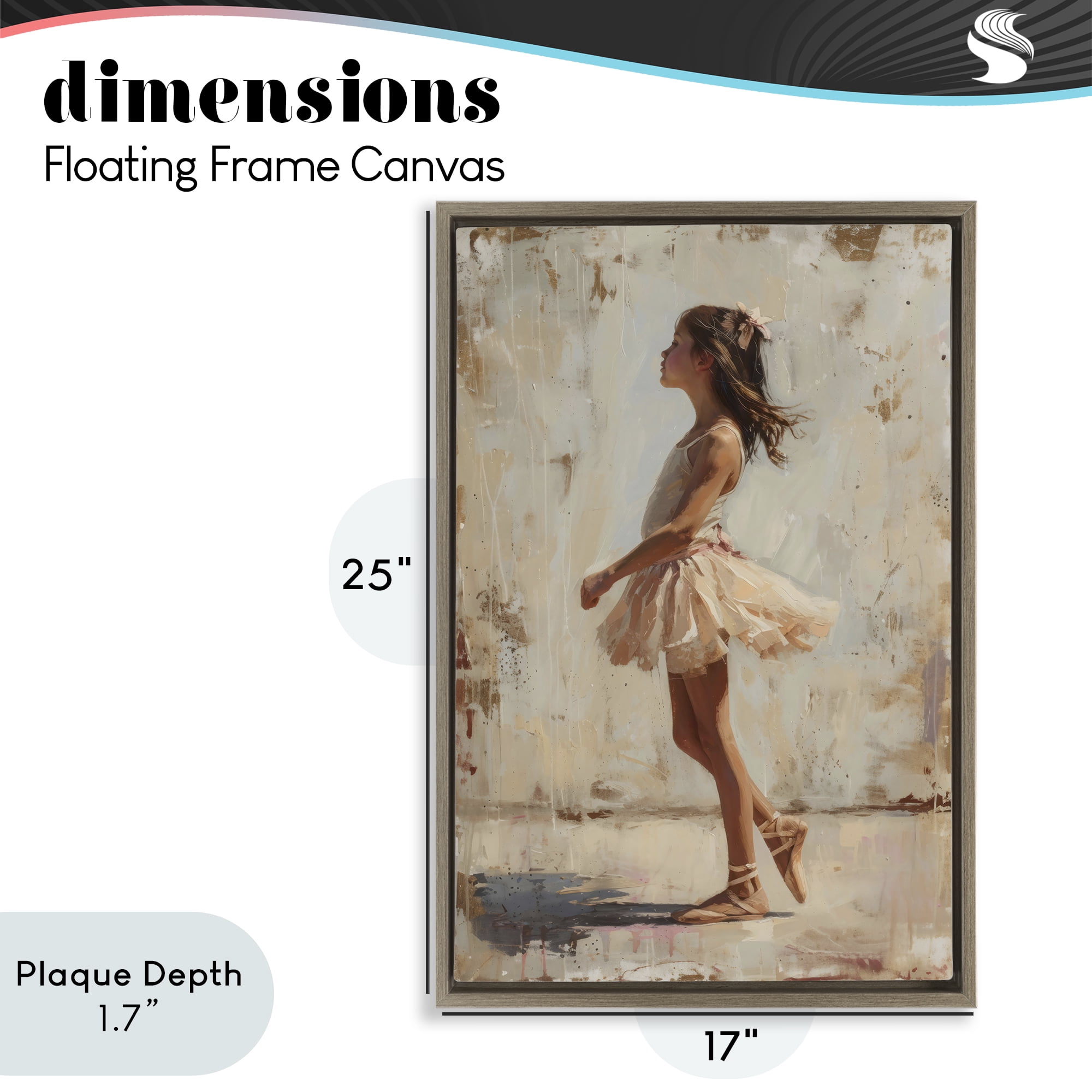 Stupell Industries Ballerina in Soft Light Brown Framed Floater Canvas Wall Art, design by Creative Studio