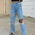 thumbnail image 4 of haxmnou women loose ripped boyfriends jeans high waist baggy denim pants distressed wide leg jeans y2k mom jeans blue l, 4 of 6