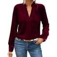 thumbnail image 2 of Women Top, 2026 New Casual and Fashionable Solid Color Long Sleeve V-Neck Blouse, Made of Comfortable Material, Stylish for Street and Daily Entertainment., 2 of 7