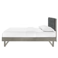 thumbnail image 6 of Platform Bed Frame, Queen Size, Fabric, Wood, Grey Gray, Modern Contemporary Urban Design, Bedroom Master Guest Suite, 6 of 10