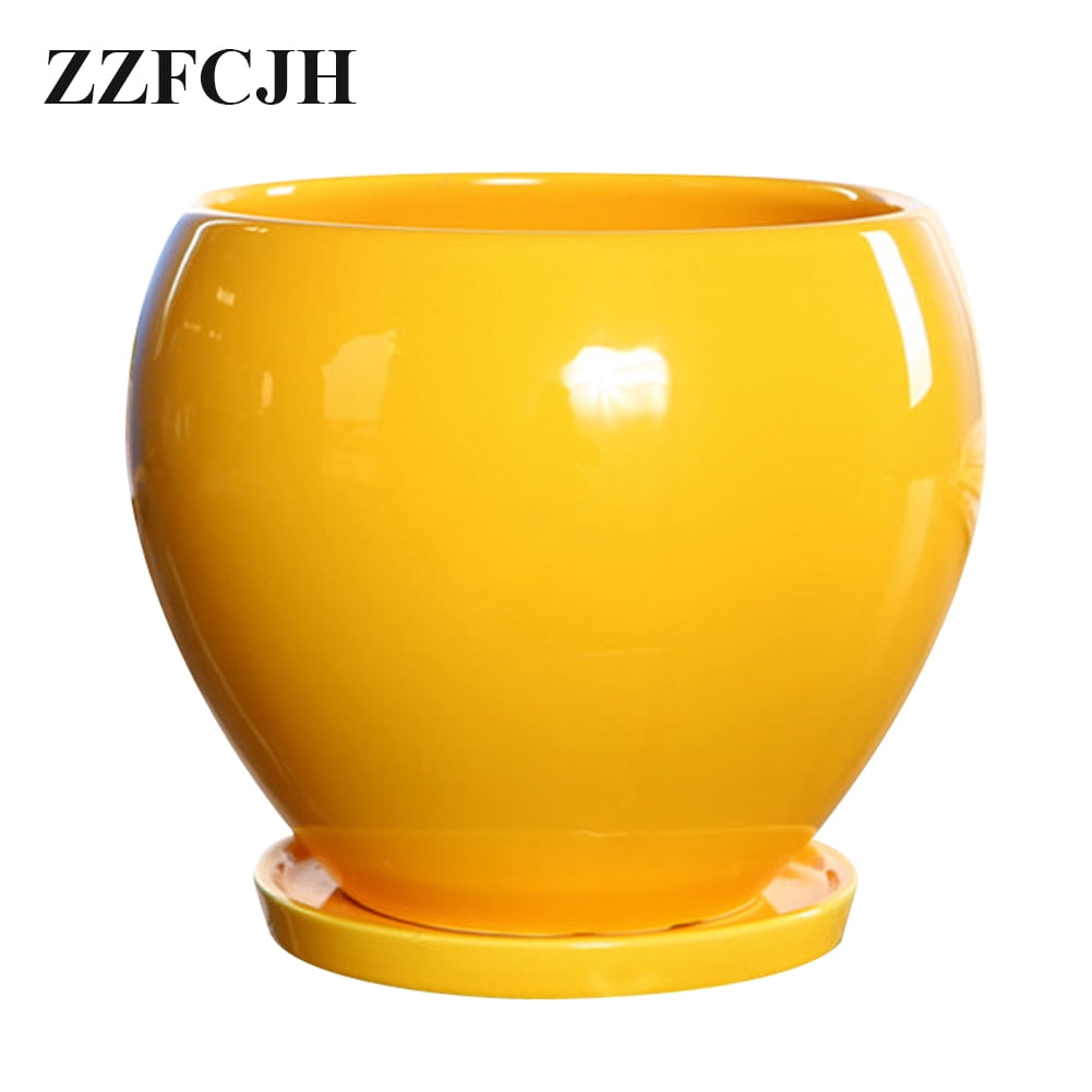 ZZFCJH Flowerpots, Round Ceramic Planters Modern Decorative Flower Pots