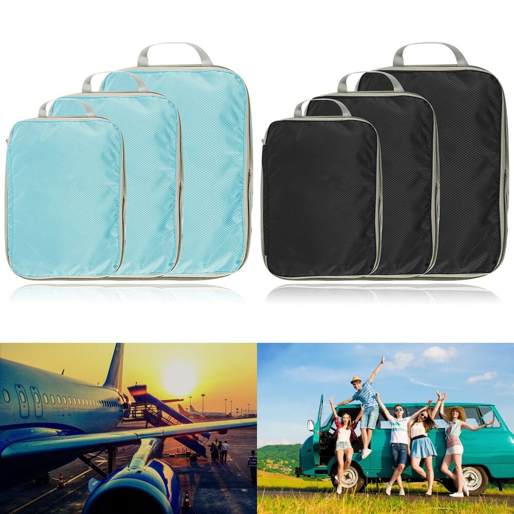 3Pcs Waterproof Nylon Storage Bags Packing Cube Travel Luggage Organizer Pouch