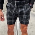 thumbnail image 2 of SOOMLON Shorts for Men Casual Cargo Shorts Lightweight Work Shorts Bohemian Shorts Plaid Skinny Business Pencil Shorts Black XL, 2 of 4