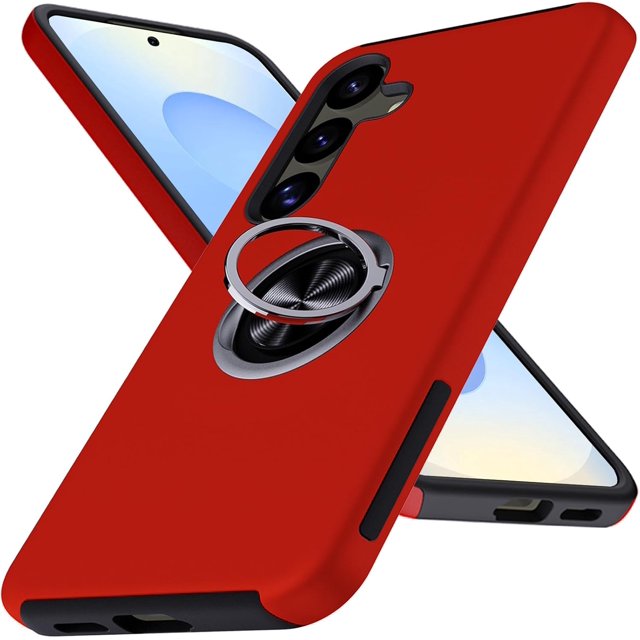 SHILIU-for Galaxy S25 Plus Case, Military-Grade Shockproof Cover, with Ring Holder Kickstand Rotatable, for Samsung S25 Plus Case, Slim Fit Protective Case for Samsung Galaxy S25 Plus, 6.7\u201d, Red