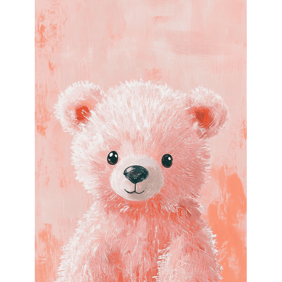 Pink Teddy Bear Canvas Wall Art Perfect for Living Room Bedroom Nursery Office and Bathroom Decor.