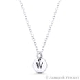 thumbnail image 2 of Initial Letter "W" Engraved Tiny 11x8mm (0.4"x0.3") Circle Pendant in .925 Sterling Silver, 2 of 3