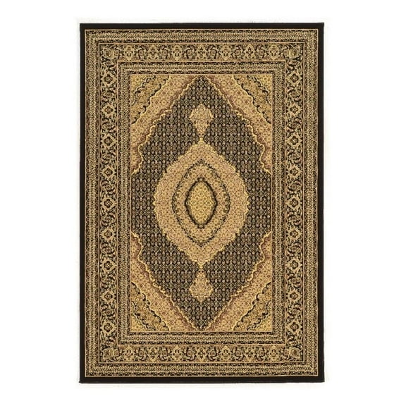 Linon McKinley Mahi Tabriz Power Loomed Polypropylene 9' X 12' Rug in Black