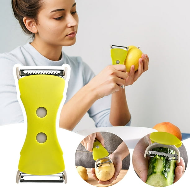 Aparatos de cocina, Accesorios de cocina, Utensilios de cocina, Cuchillo pelador de frutas y verduras de acero inoxidable de dos piezas, Cuchillo pelador telescópico de doble cabeza, Rallador, Raspado