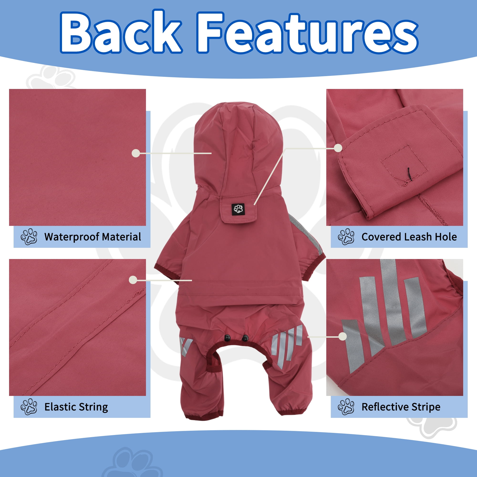 Unique Bargains Dog Raincoat Waterproof Reflective Lightweight Small Pink