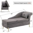 thumbnail image 3 of Andeworld Chaise Lounge with Storage, Modern Upholstered Tufted Chaise Lounge Chair Indoor Faux Suede Sofa Recliner Couch for Bedroom Office Living Room -Grey(Right Armrest), 3 of 7