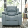 thumbnail image 2 of Traditional Leather Recliner Chair, Classic Manual Recliner Sofa with Overstuffed Heavy Duty Reclining Single Sofa for Living Room, Home Theater - Grey, 2 of 7