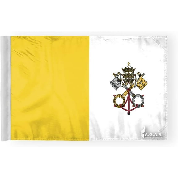 AGAS Papal Vatican City Motorcycle Flag 6x9 Inch – Double Sided, Wrap Knitted Polyester flag