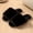 Black, variant on Women's Slippers Open Toe Solid Color Plush Slides Wide Single Band Ultra Fluffy Faux Fur Non Slip Flat Soft Sole for Cool Autumn Bedroom Evening Skincare Indoor Wear Wine 7.5-7.5