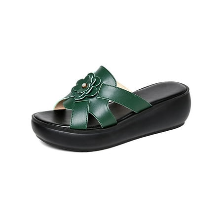

Tenmix Ladies Slides Summer Platform Sandal Slip On Wedge Sandals Beach Slide Slippers Womens Lightweight Fashion Shoes Green 7.5