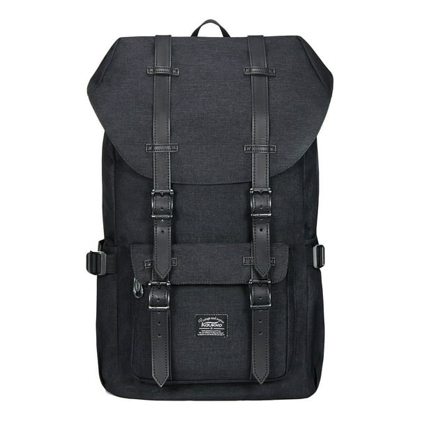 KAUKKO Mochila Escolar de Viaje para Universidad flexible con portátil para 15",22L(Lino/Negro) KAUKKO EP5-2-black