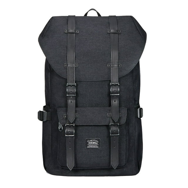 KAUKKO Mochila Escolar de Viaje para Universidad flexible con portátil para 15",22L(Lino/Negro) KAUKKO EP5-2-black