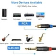 RCA to 1/4 Insert Cable, 6.35mm TRS Male to Dual RCA Audio Y Splitter
