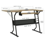 Sew Ready Eclipse Sewing and Craft Table with Adjustable Platform in Black / Maple