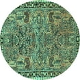 thumbnail image 1 of Ahgly Company Indoor Round Oriental Turquoise Blue Traditional Area Rugs, 8' Round, 1 of 4