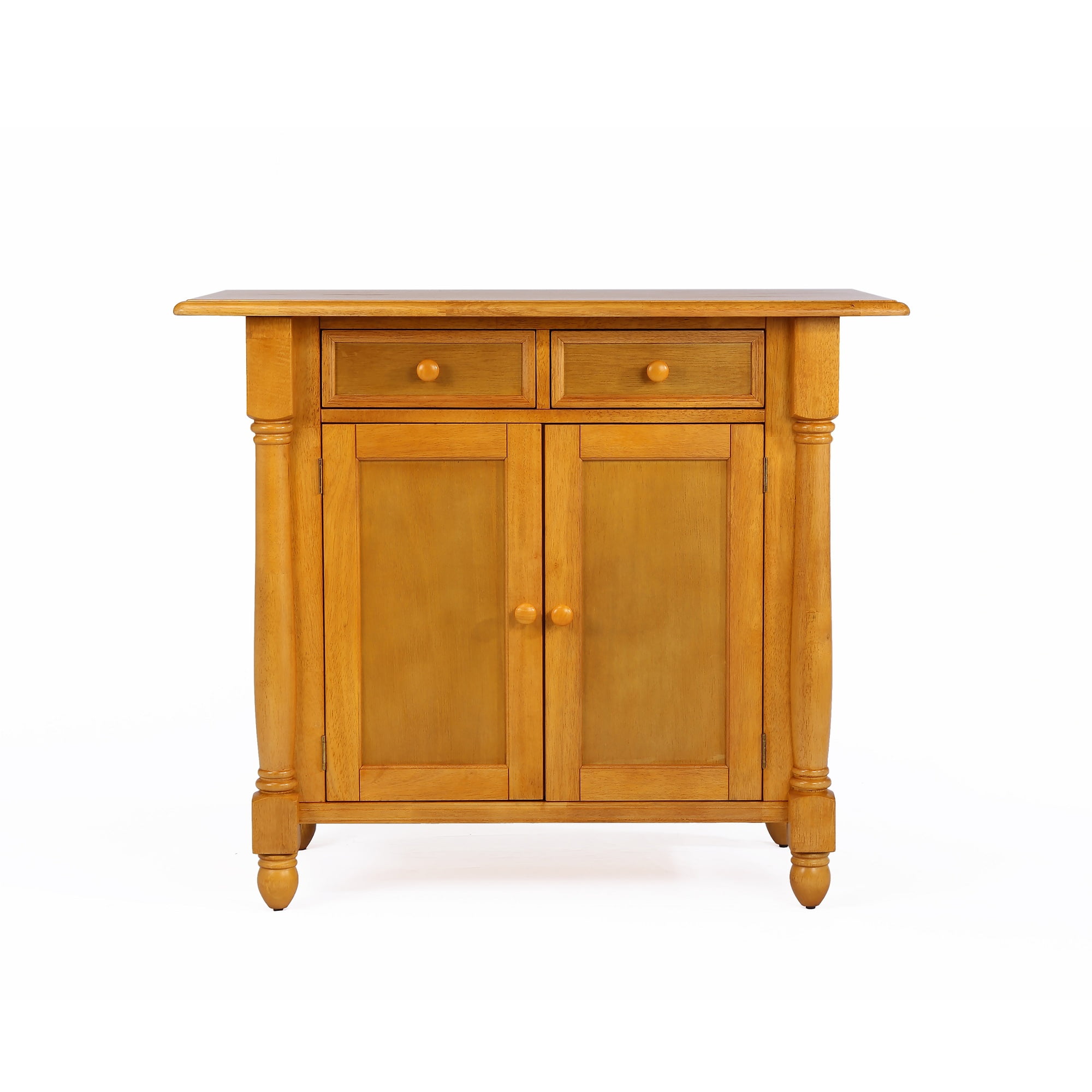 42" Handcrafted Solid Wood Light Oak Kitchen Island with Drop Leaf Top