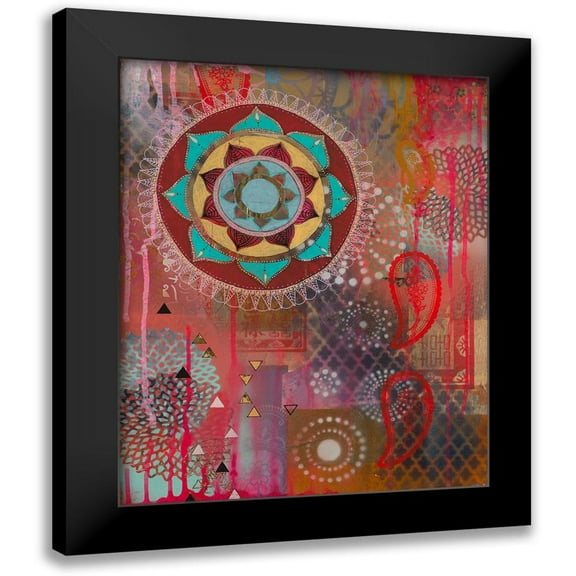 Evans-Sills, Faith 12x14 Black Modern Framed Museum Art Print Titled - Lotus Flower Paisley 2