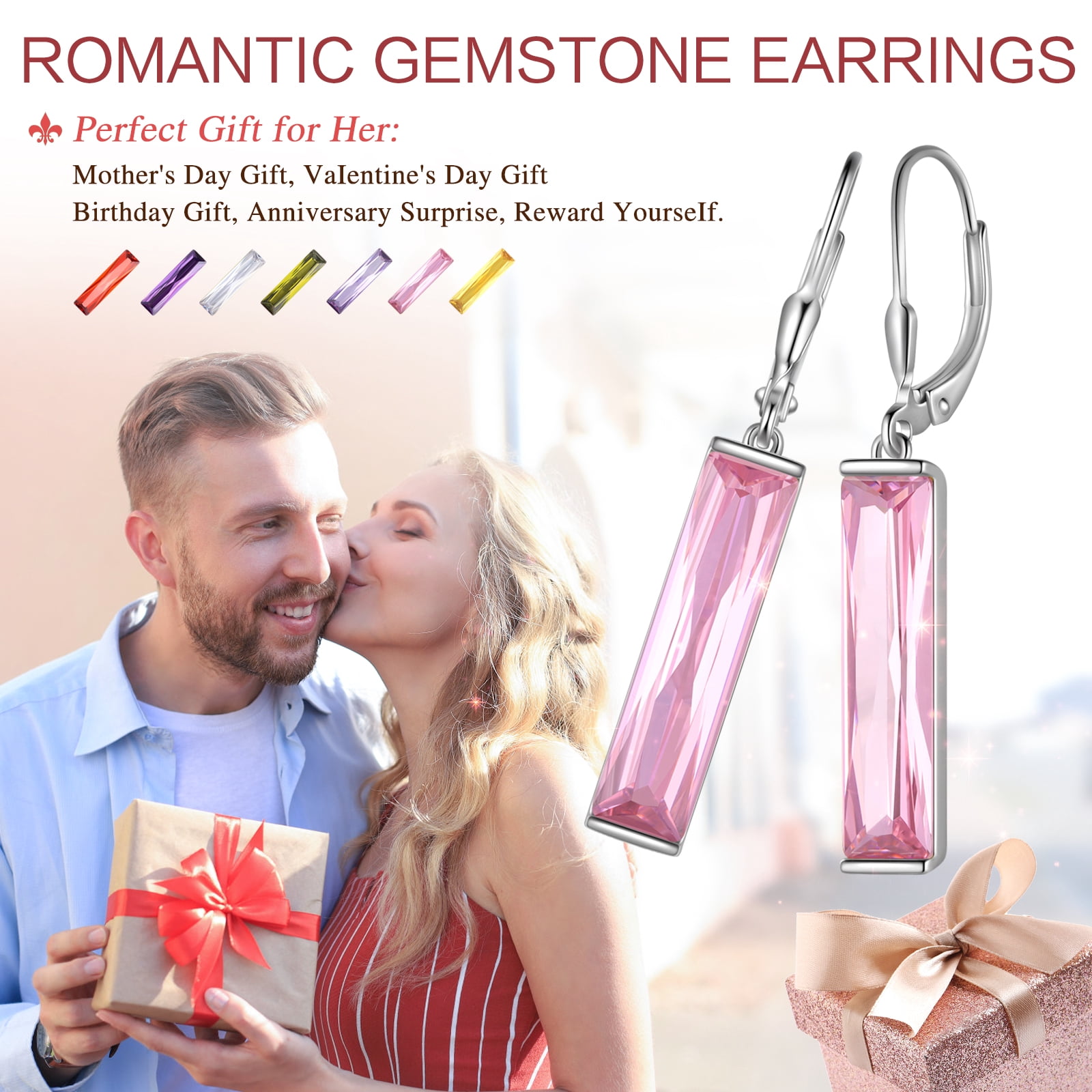 Juwaliy Leverback Long Dangle Earrings Sterling Silver Women April Birthstone Earrings Diamond Crystal Wedding Bridal Jewelry Birthday Gift