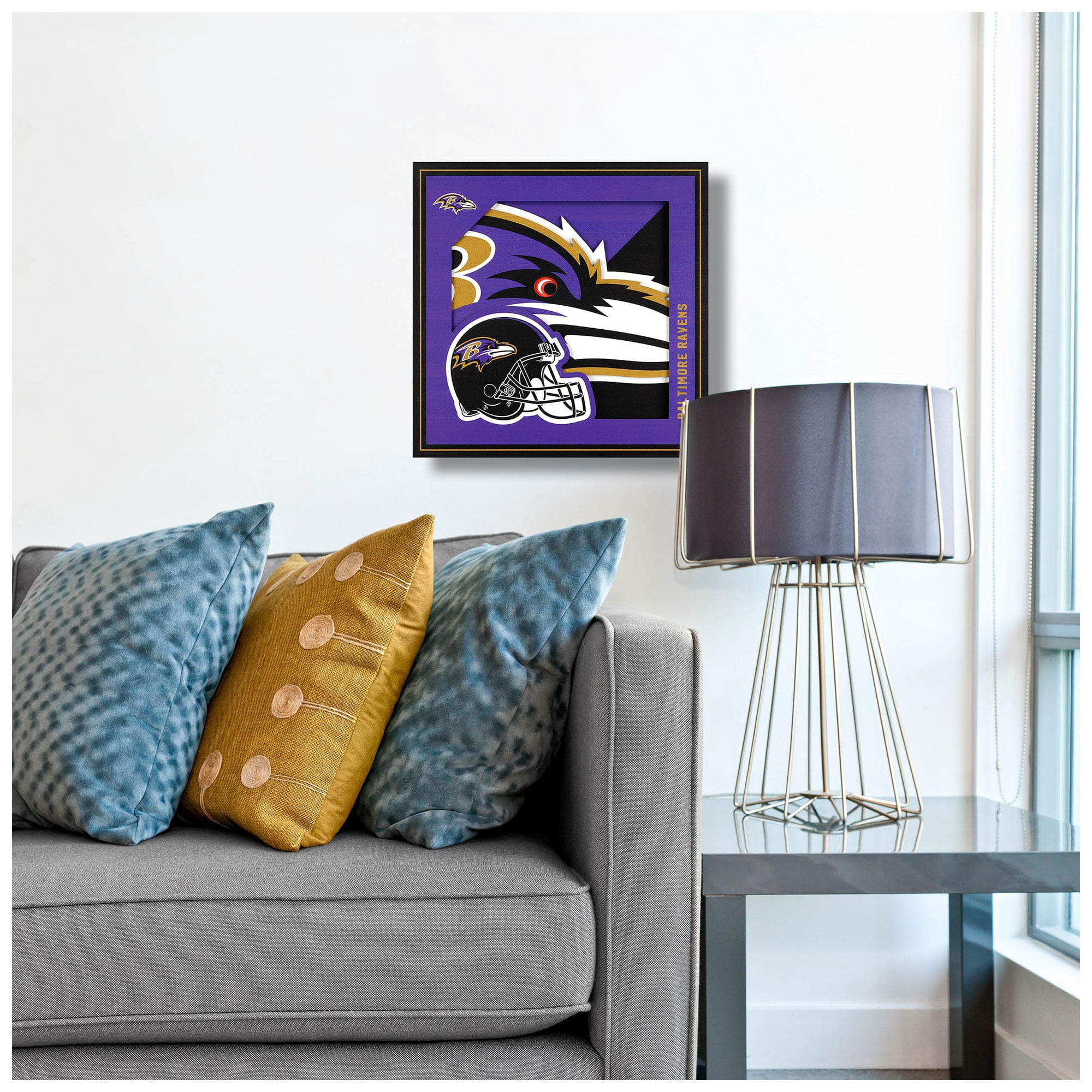 YTF NFL Baltimore Ravens 3D Logo Series Wall Art 12X12
