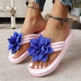 thumbnail image 5 of Bibifish Womens Flip Flops 3D Flower Decor Wedge Platform Thong Sandals Summer Outdoor Beach Fashion Slippers, 5 of 9