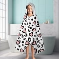 thumbnail image 6 of Pink and Black Of Leopard Print Hooded Bath Towel，60"x35" for Ages 3 To 12 Kids, Quick Dry Lightweight Soft Microfiber Hood Beach Towel Cover Up for Kids, 6 of 7