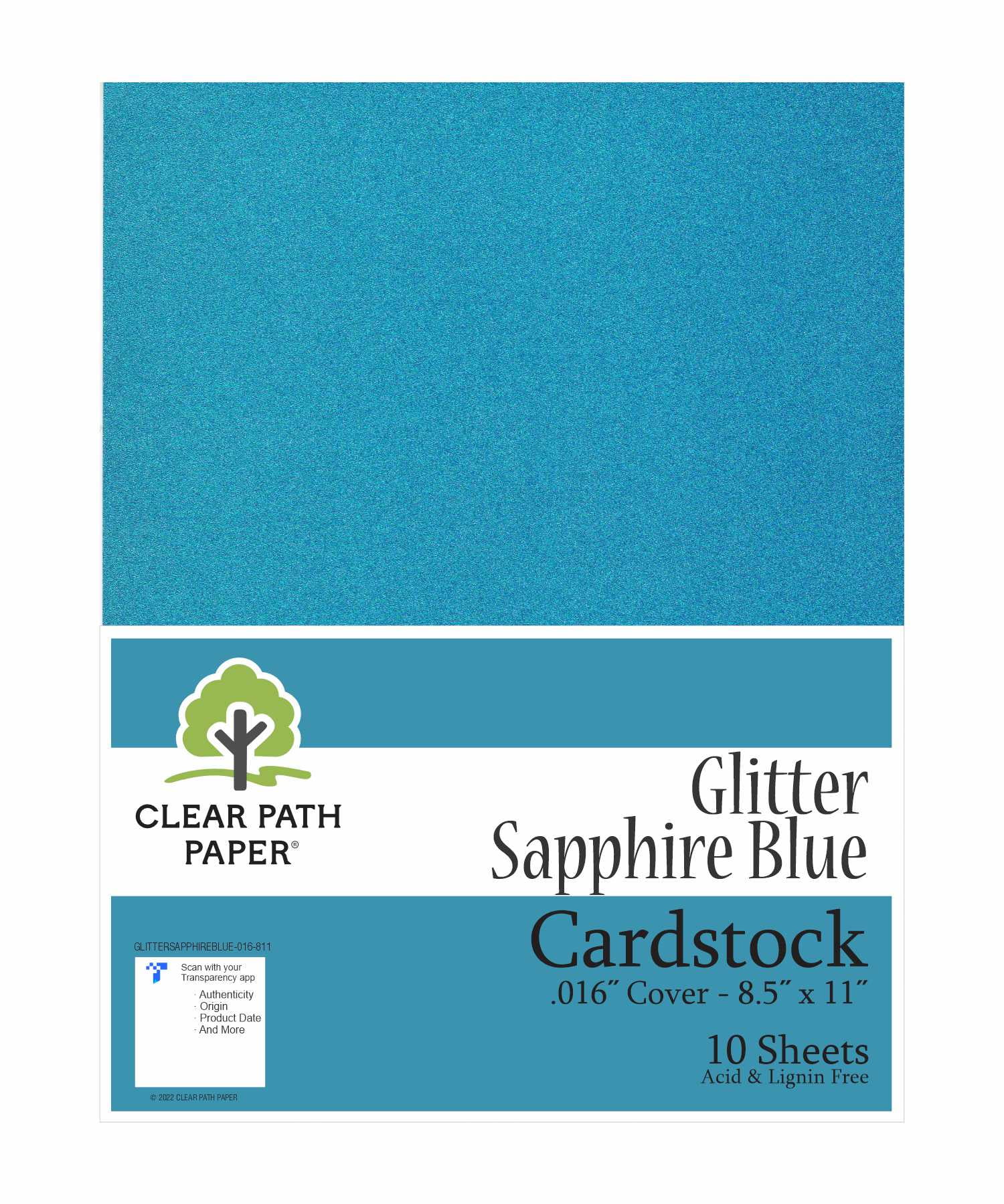 Glitter Sapphire Blue Cardstock 8.5 x 11 inch .016" Thick 10