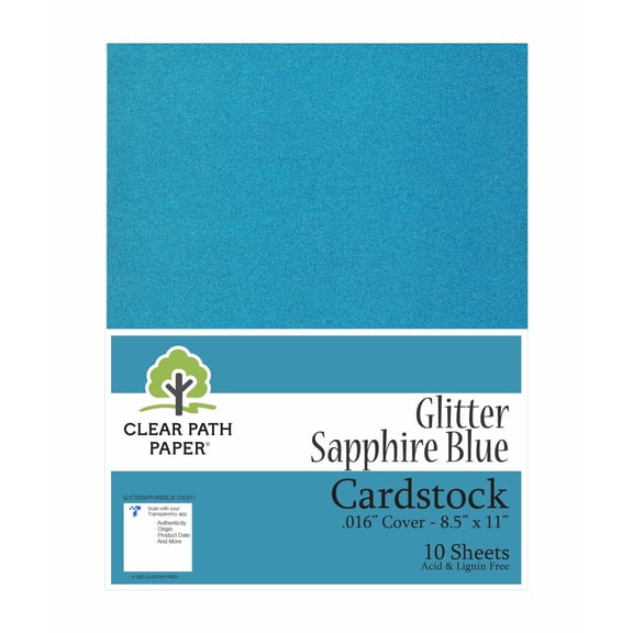 Glitter Sapphire Blue Cardstock - 8.5 x 11 inch - .016" Thick - 10 Sheets - Clear Path Paper