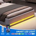 thumbnail image 4 of Dextrus Queen Size Velvet Upholstered Bed Frame with 4 Storage Drawers and LED Lights, 57" Tall Headboard Bed with Charging Station, Platform Bed No Box Spring Needed, Noise-Free, Easy Assembly, Grey, 4 of 10