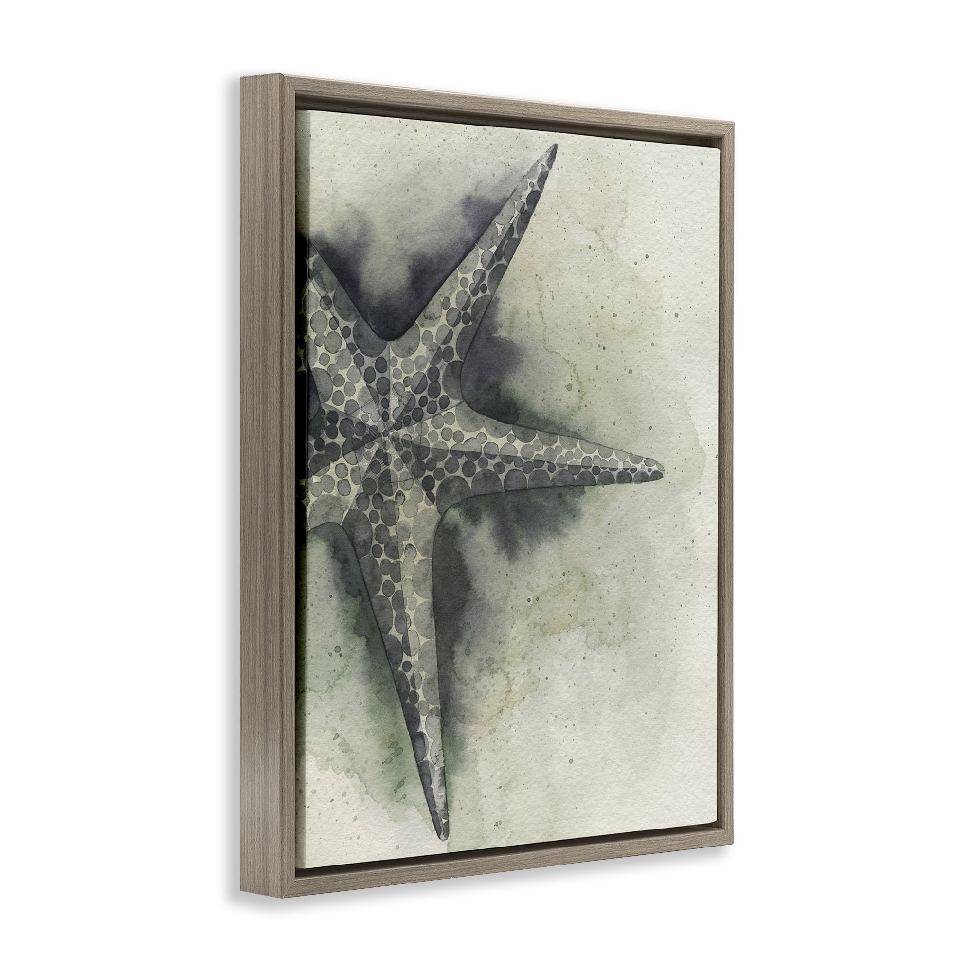 Stupell Industries Complex Grey Starfish Animals & Insects Painting Brown Floater Framed Canvas Art Print Wall Art, 25 x 31